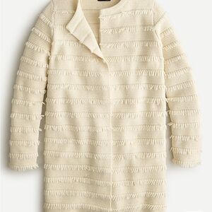 JCrew Juliette Collarless Sweater Blazer with Fringe size L